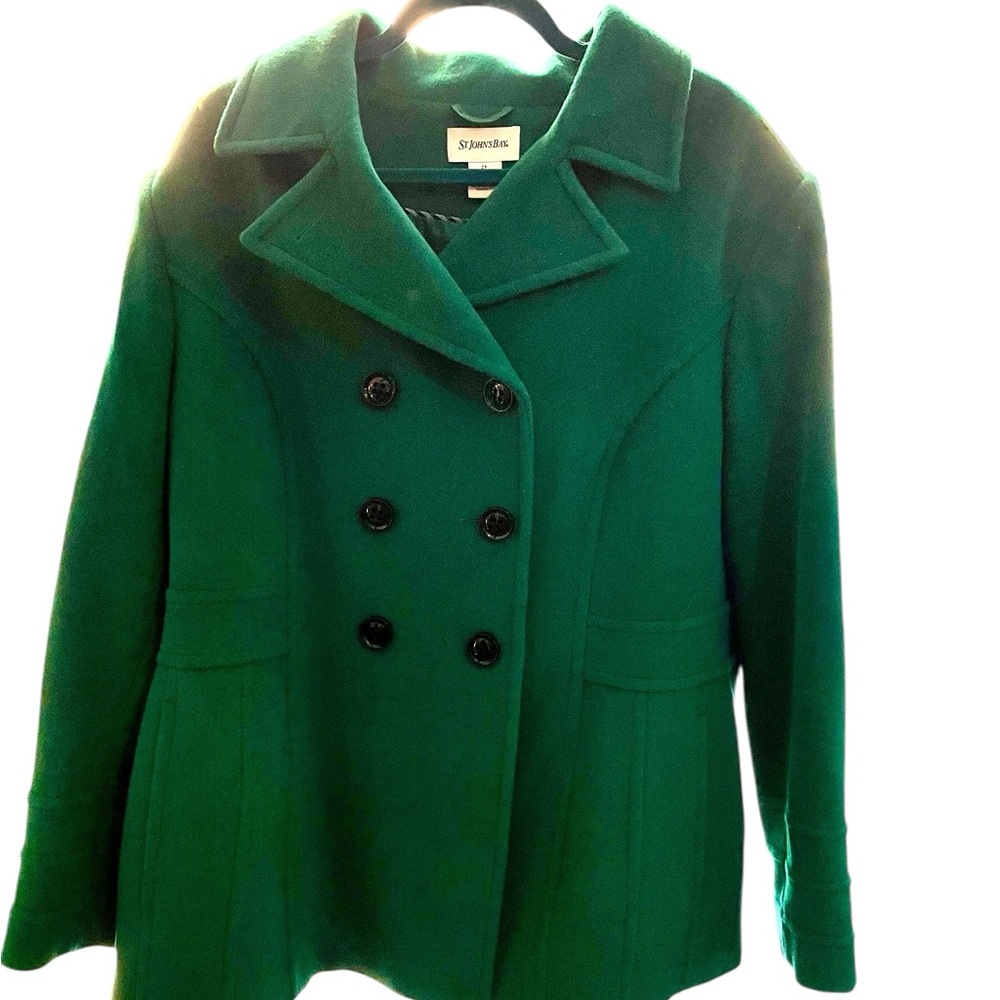 St. John's Bay  Double Breasted Green Pea Coat 2X